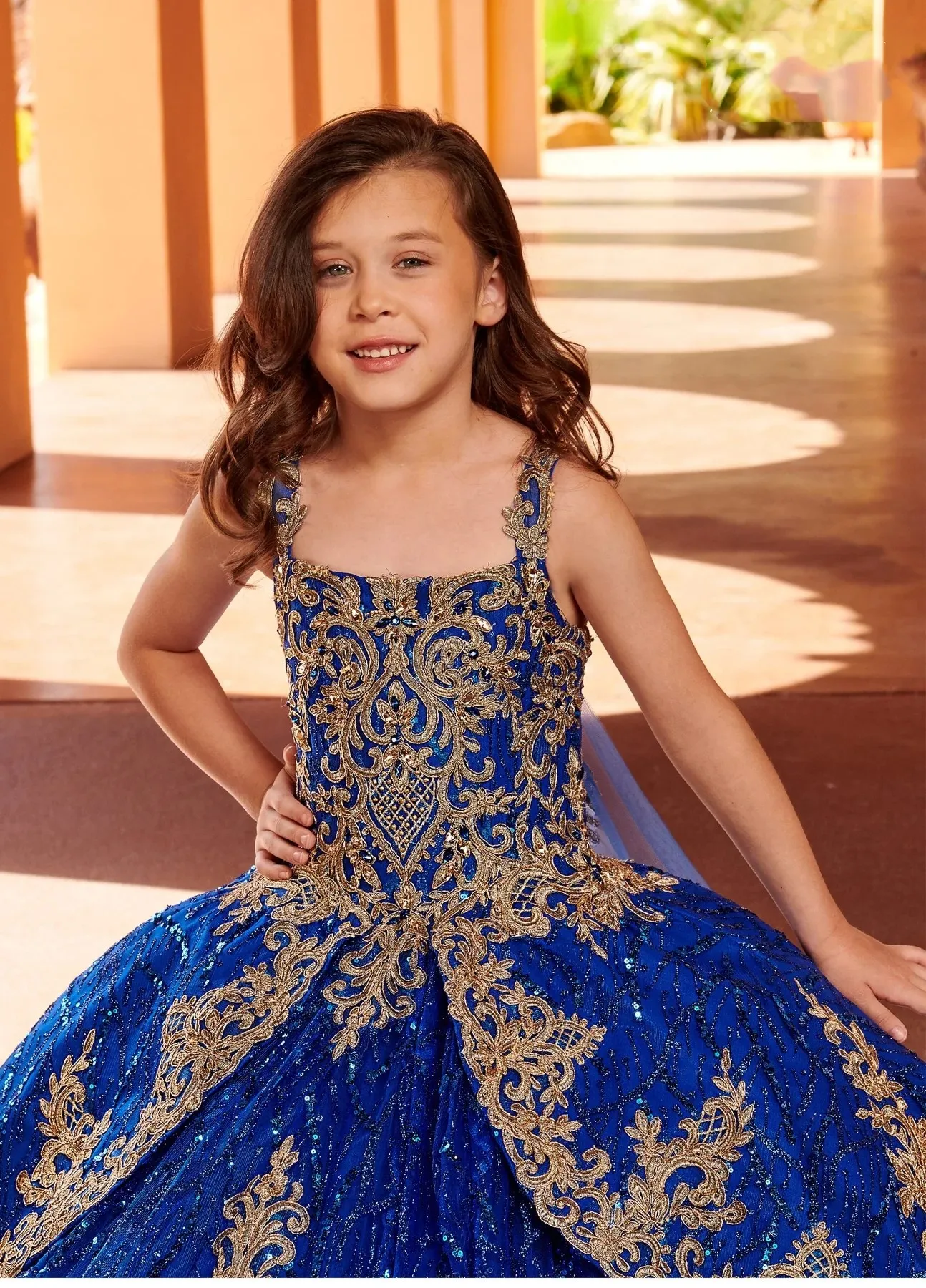 Mini vestidos de quinceañera azul real, vestido de baile con apliques de lentejuelas, vestidos de flores para niña para bodas, vestidos de desfile para niños y bebés