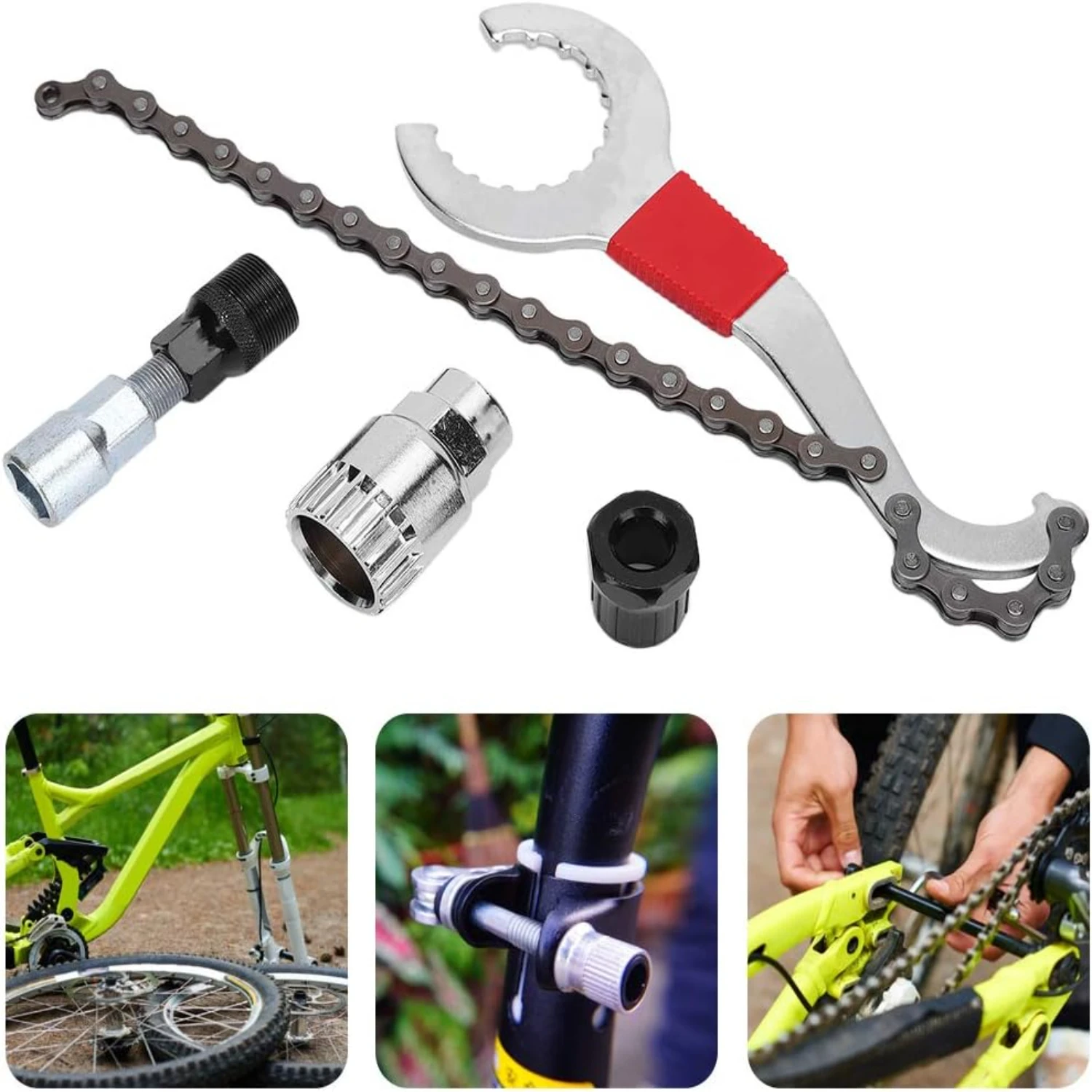 Convenient, efficient Essential Bicycle Maintenance Tool Kit with Must-Have Bottom Bracket Wrench - Perfect Set includes Cassett