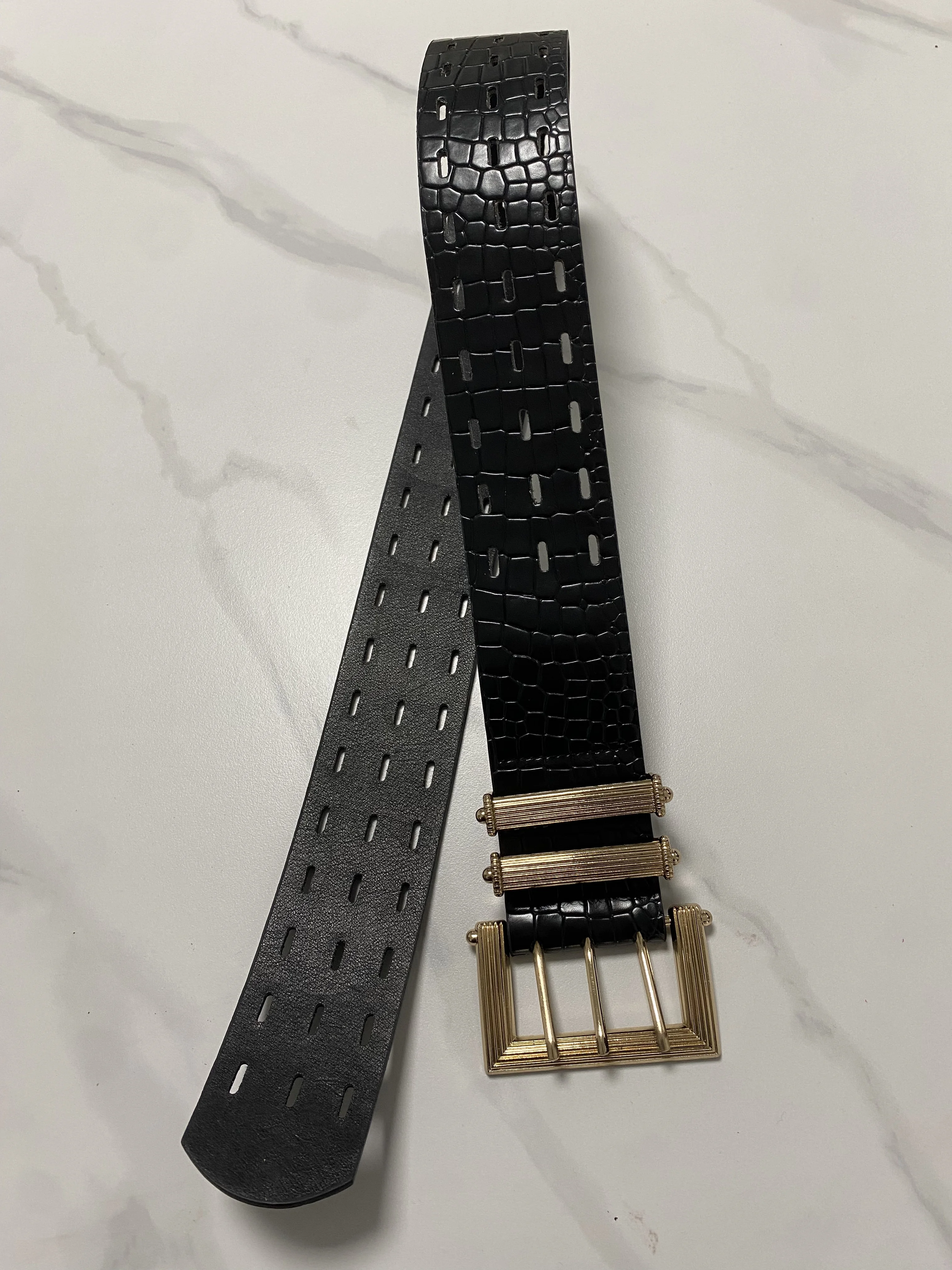 แฟชั่นผู้หญิงสีดํา PU หนัง Punk Cummerbunds หญิงชุดรัดตัวเข็มขัดตกแต่งเข็มขัดกว้าง TB378