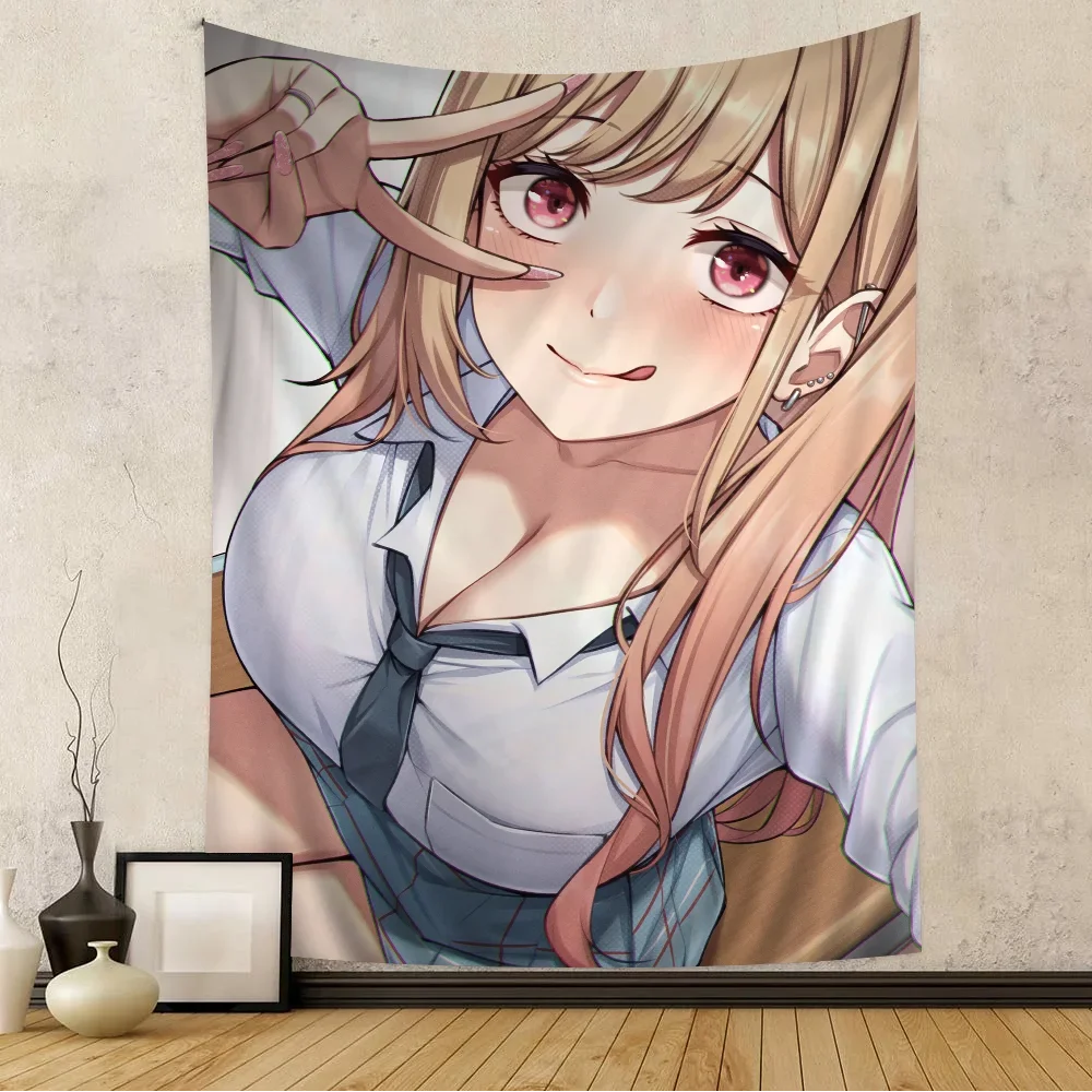 

My Dress Up Darling Kitagawa Marin Anime Tapestry Hanging Tarot Hippie Wall Rugs Dorm Home Decor witchcraft supplies