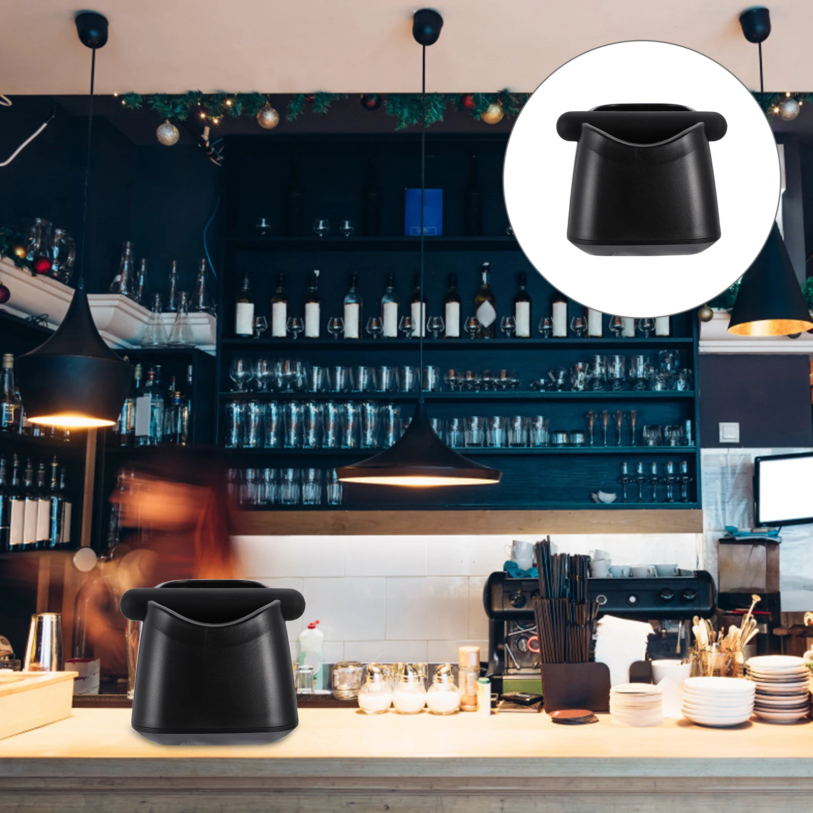 

1pc Plastic Espresso Coffee Grounds Container Large Capacity Coffee Powder Bucket Non-Slip Bottom For Home