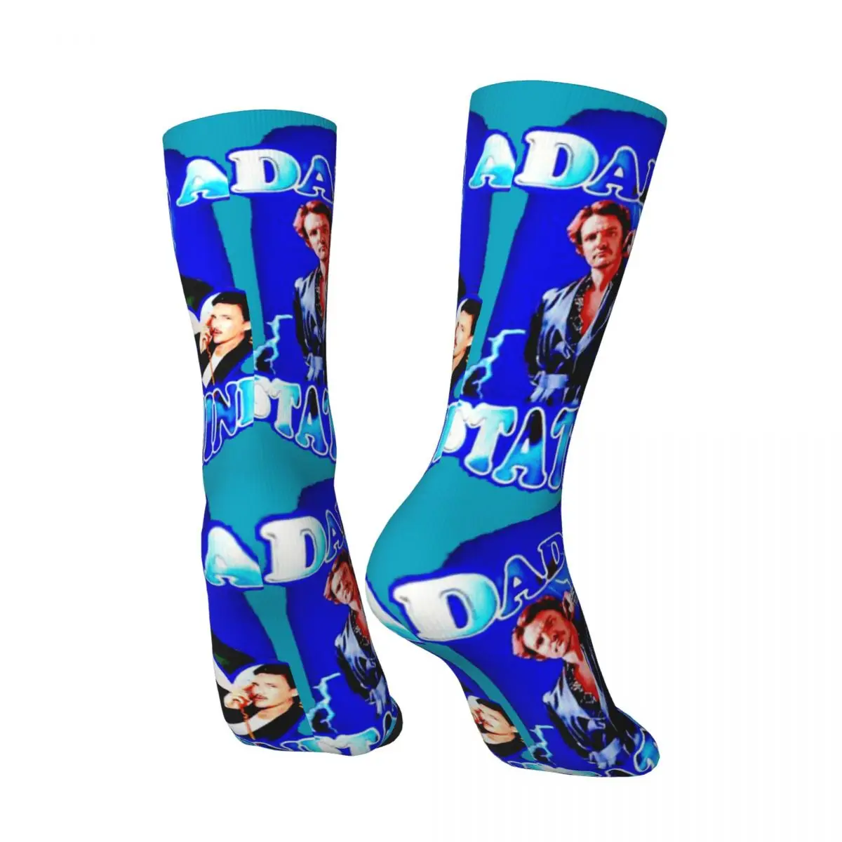 Funny Crazy Compression Sock for Men Daddy Is A State Of Mind Hip Hop Harajuku Pedro Pascal Pattern Printed Boys Crew Sock