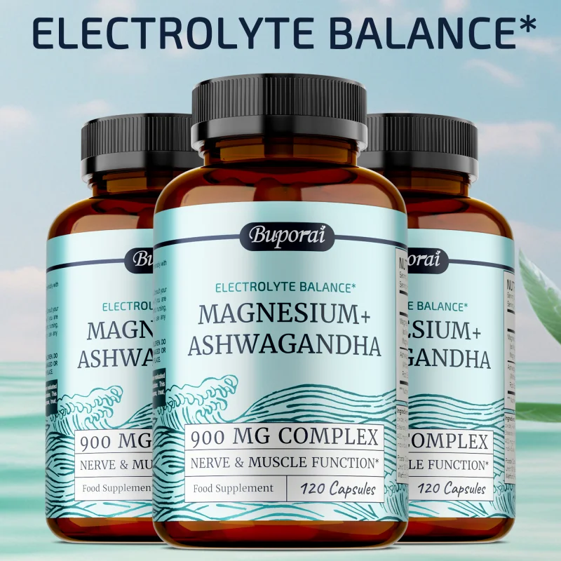 

Magnesium + Ashwahsomma Complex 900mg - Promotes Muscle Relaxation, Soothes Emotions, Improves Sleep, and Relieves Stress