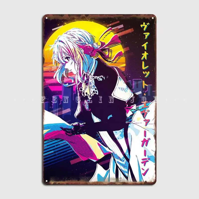 Violet Evergarden Poster Metal Plaque Wall Cave Party Custom Mural Painting Tin Sign Poster