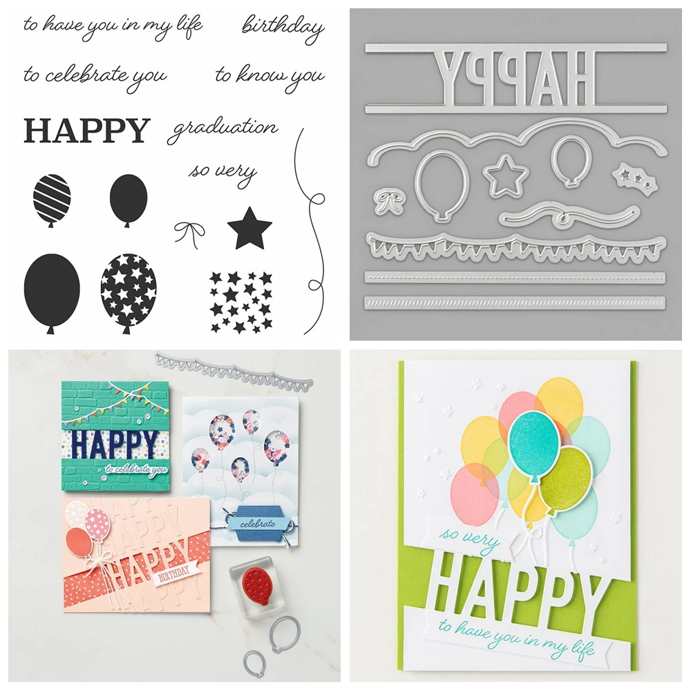 Schöne Welt, so sehr glücklich, Bündel, transparente Stempel und Metall-Stanzformen für DIY-Bastelarbeiten, Karten, Scrapbooking, Dekoration – Detail 10