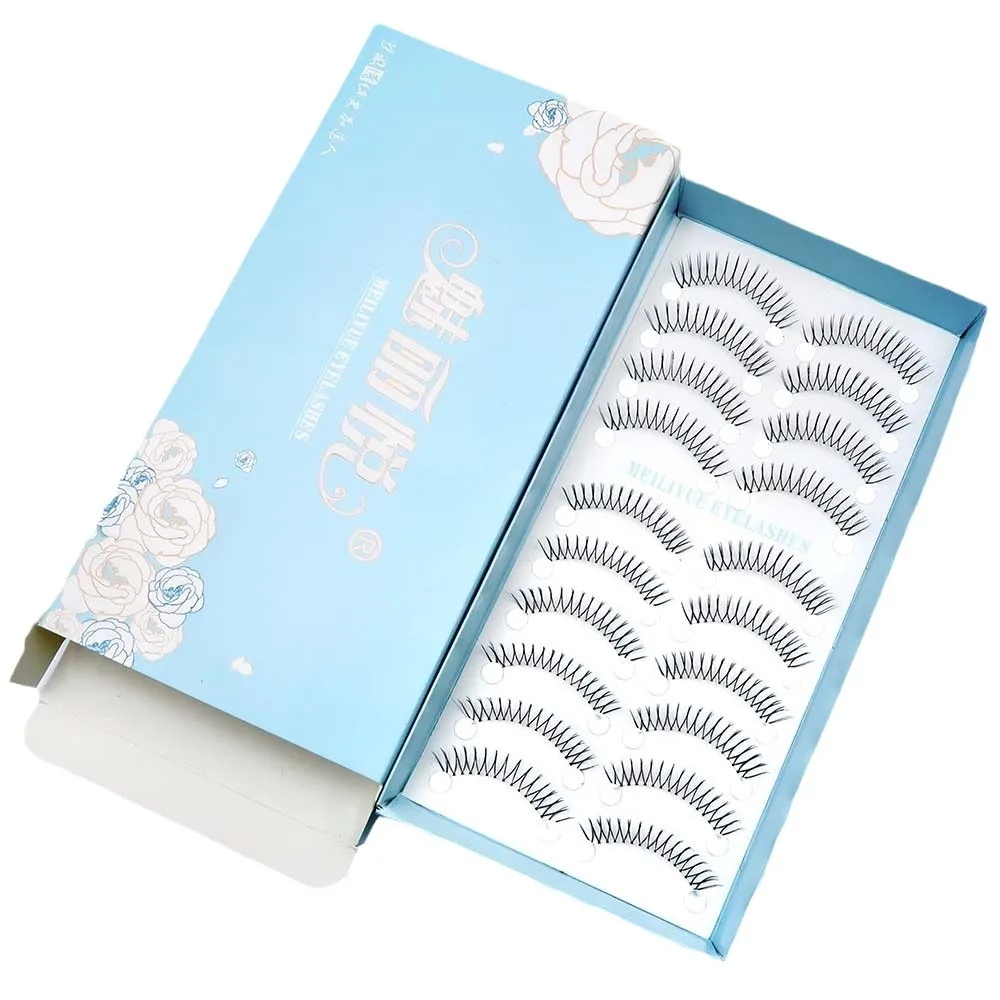 10 paar valse wimpers van de Koreaanse meisjesgroep, perfect gescheiden, transparant, met fijne steel, U-vormige stripwimpers