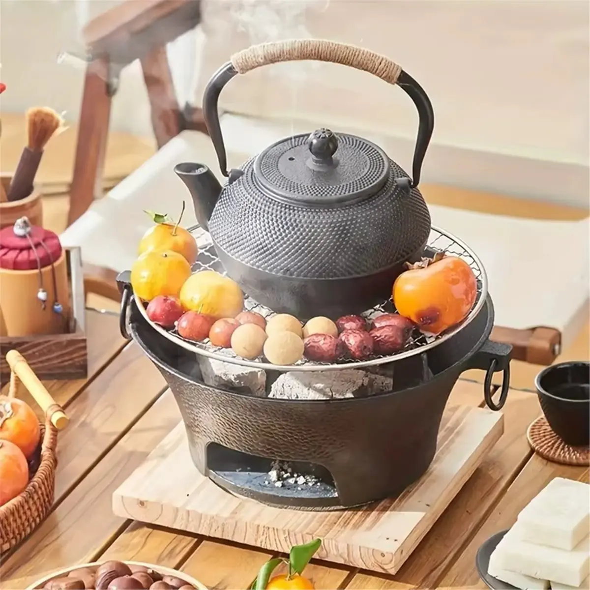 

Cast Iron Charcoal Stove Outdoor Camping Barbecue BBQ Rice Cake Charcoal Stove Portable Household Charcoal Stove