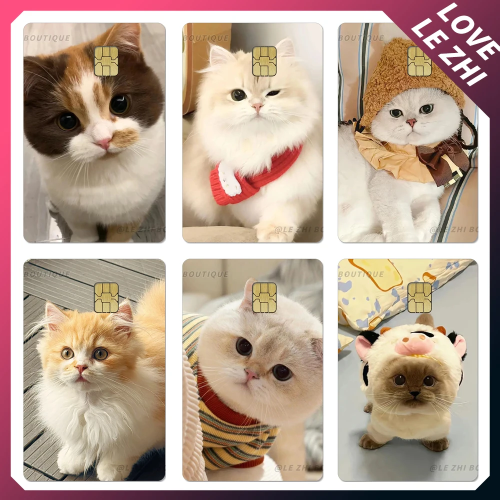 Lovely Animal Cat Credit Card Debit Bank Card Skin Sticker Kawaii Pvc Waterproof Protective Removable Self-Adhesive Film Sticker