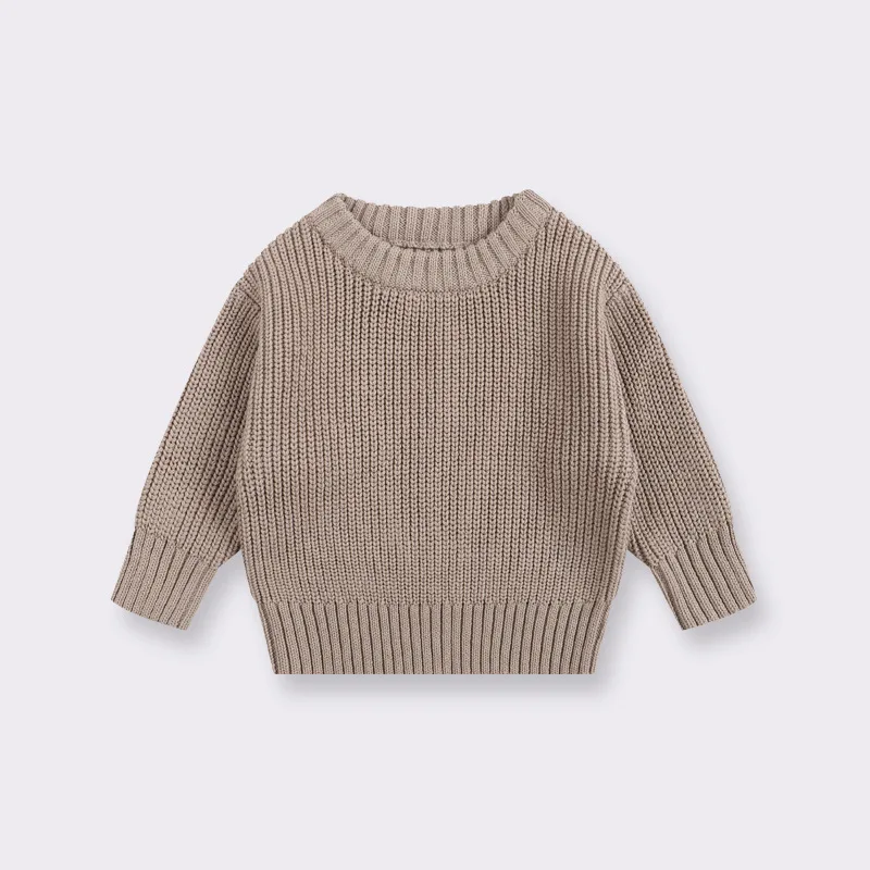 Sweter Bayi Sweter Rajutan Dasar Bayi Musim Semi dan Musim Gugur Musim Dingin Anak Perempuan Pulover Anak Laki-laki Leher Bulat Sweter Dasar Anak-anak
