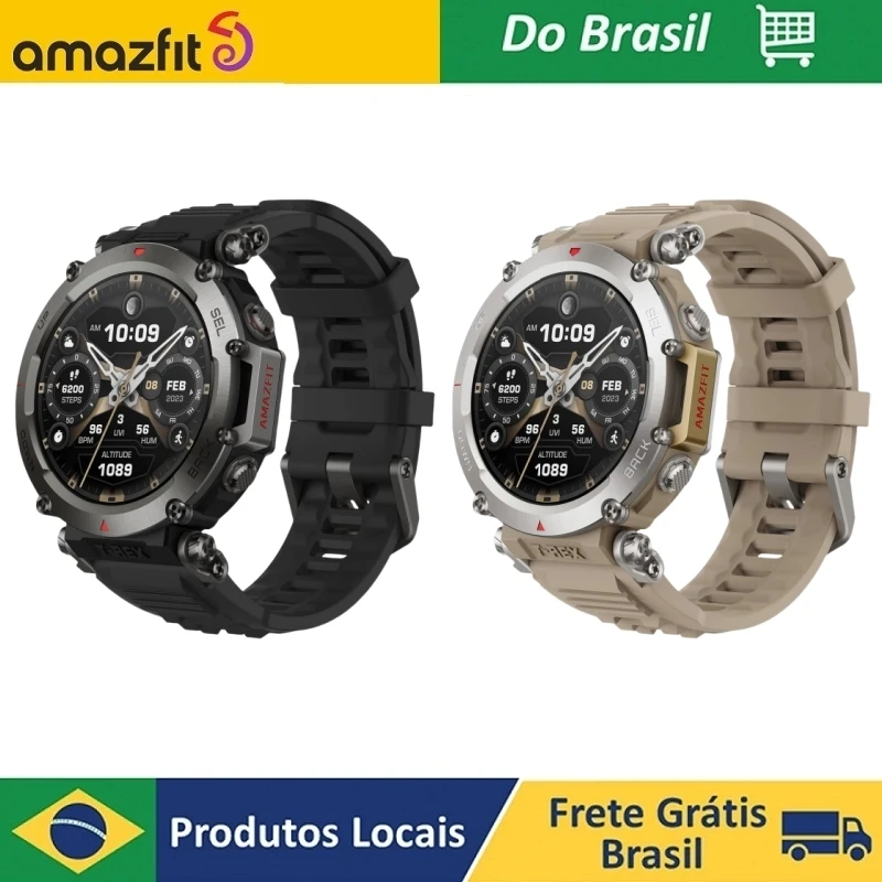 Amazfit T-Rex Ultra Relógio inteligente 47mm para homens, Bateria com duração de 20 dias, GPS de banda dupla, Resistente à lama, 100m à prova d'água, 