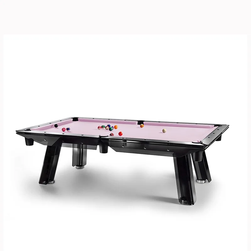Tempered Glass Billiard Table, Black Transparent Crystal High-End Pool Table for Home Club, Luxury Warrior Design
