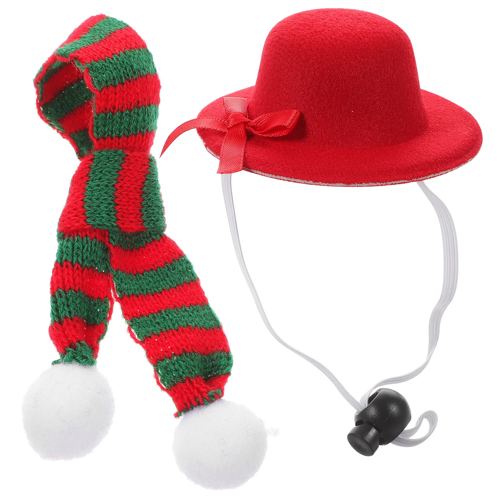 

2Pcs Pet Hat Scarf Set Xmas Party Dog Costume Lightweight Comfortable Skin Friendly Supplies Pet Hat and Scarf