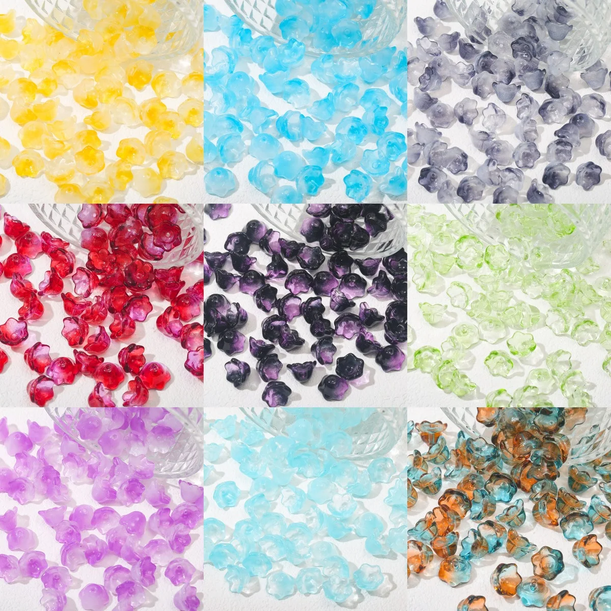 50 stücke Neue Maiglöckchen Bunte Perlen Kappen Glas Anhänger Spacer Perlen Schmuck Machen Armband Ohrringe Perlen Diy Material – Detail 5