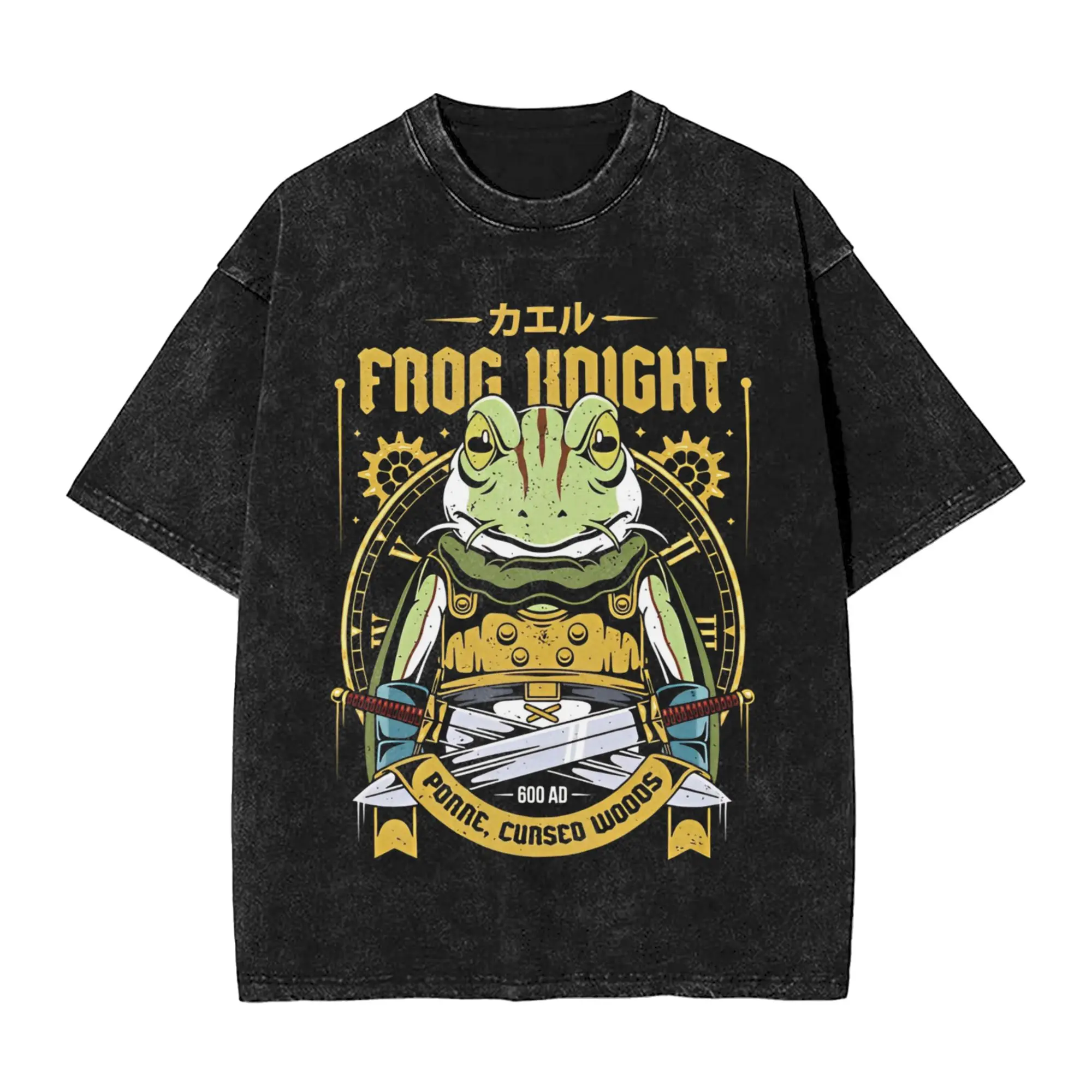 Glenn Frog Knight Finals Fantasys Game Vintage Washed T-Shirt Men Cotton Clothing Funny  Round Neck Short Sleeve