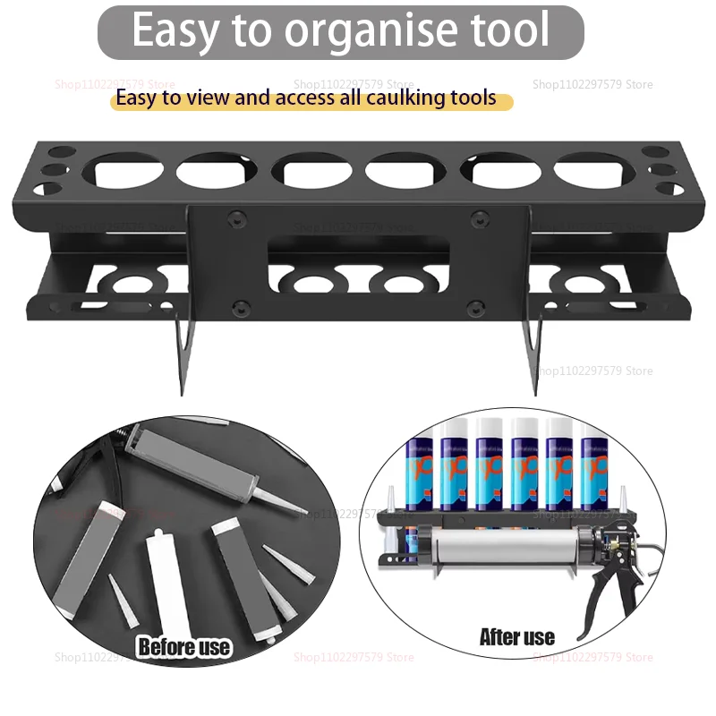 حامل أنبوب السد بندقية السد تخزين الرف الحائط مانع التسرب المنظم يحمل 6 أنابيب وأداة تخزين فوهة السد