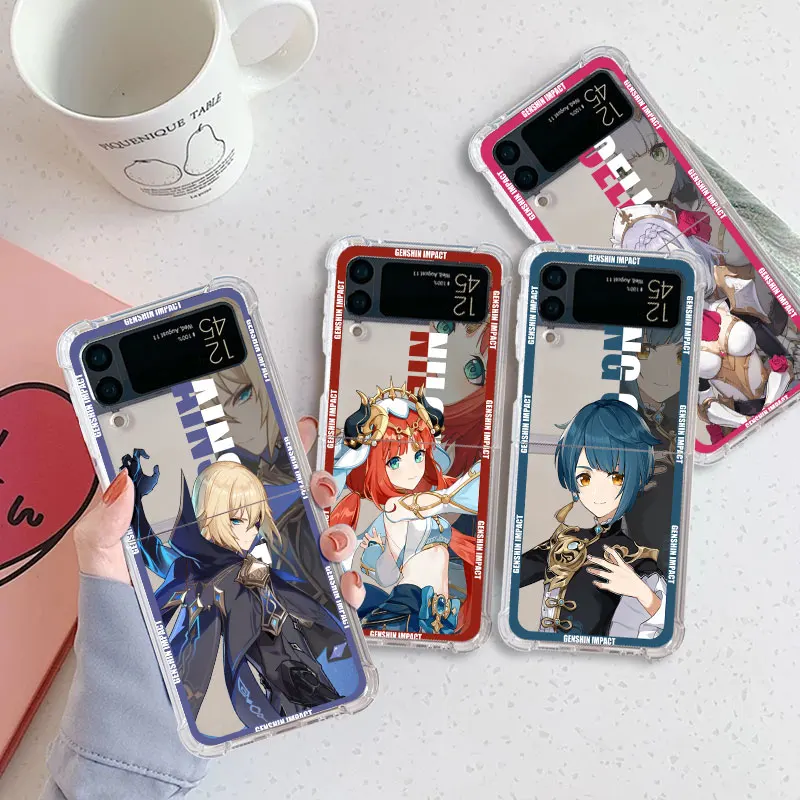 phone Cases for Samsung Galaxy Z Flip 3 case Z Flip 4 ZFlip 5 zflip Flip3 Flip4 Airbag Fundas Cover GenshinzImpact Nilou Xingqiu