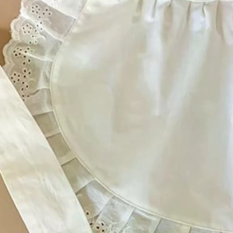 

Woman Half Waist Cooking Kitchen Apron Short Lolita Maid Sexy Lace Black White Bib Beauty Flower Coffee Shop Pinafore Home Work