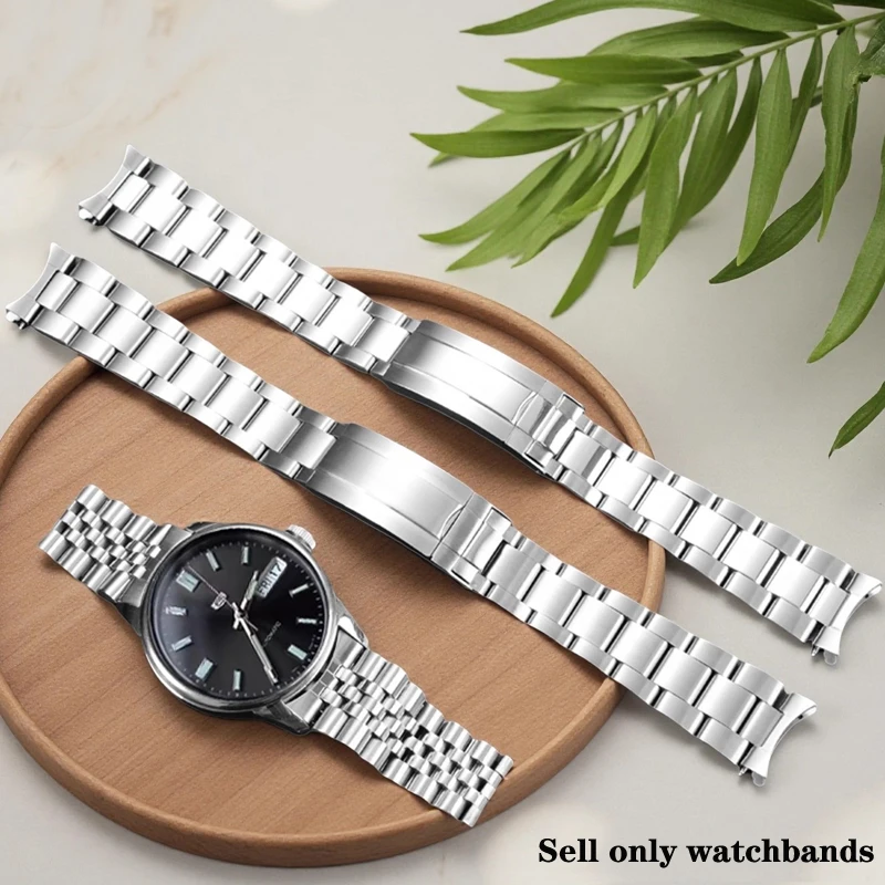 Jubilee 19mm Silver Screw 904 Stainless Steel Oyster Curved End Watch Strap Band for SKX5 Sxns80 Snxs79 Snxs79k Snxs77k Snxs73