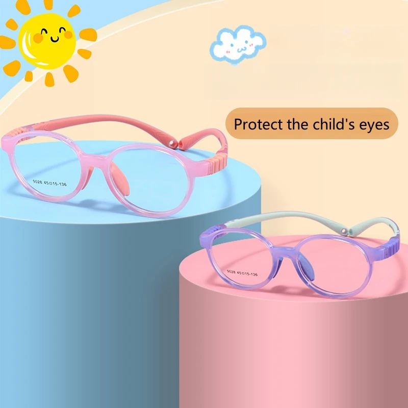 YIMARUILI Ultralight Comfort Children's Eyeglasses Frame Boy Vintage Round Flexible Optical Prescription Kids Eyeglasses Girl