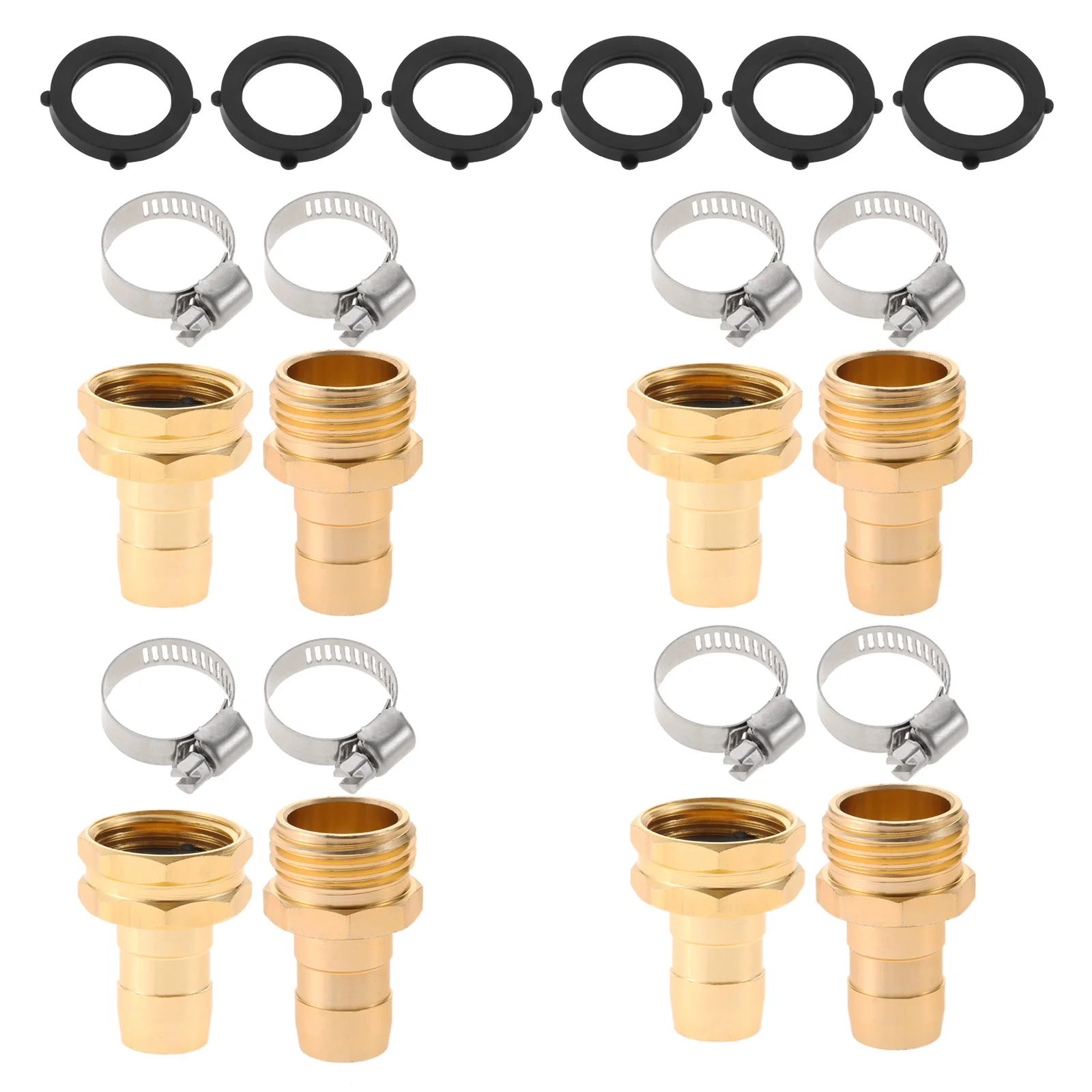Garden Hose Repair Connector with Clamps Aluminum Water Hose End Replacement Fit for 3/4‘‘ 5/8‘’ inch Garden Hose Fittings Kit