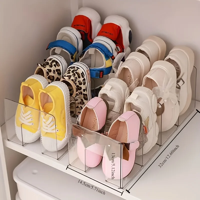 1pc 4-Compartment Shoe Rack, Acrylic Transparent And Exquisite Shoe Rack, Shoe Organizing Rack Cover Plate, Shelf Dividers