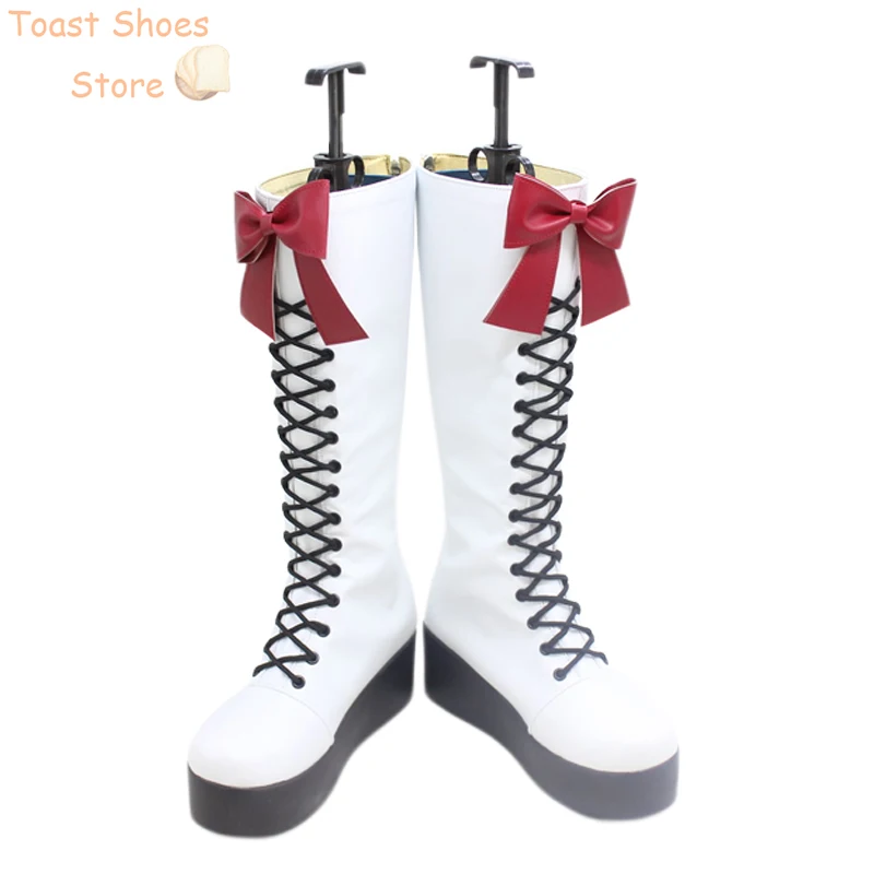 Vtuber Hinano Tachibana PU couro Cosplay sapatos, Halloween Carnaval Botas, Prop Costume