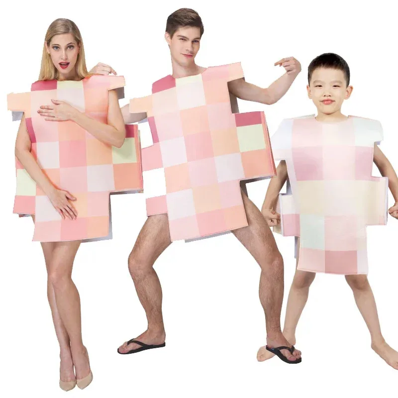 

Couple Naked Sims Costume For Halloween Party Kids Funny Adult Mosaic Costume