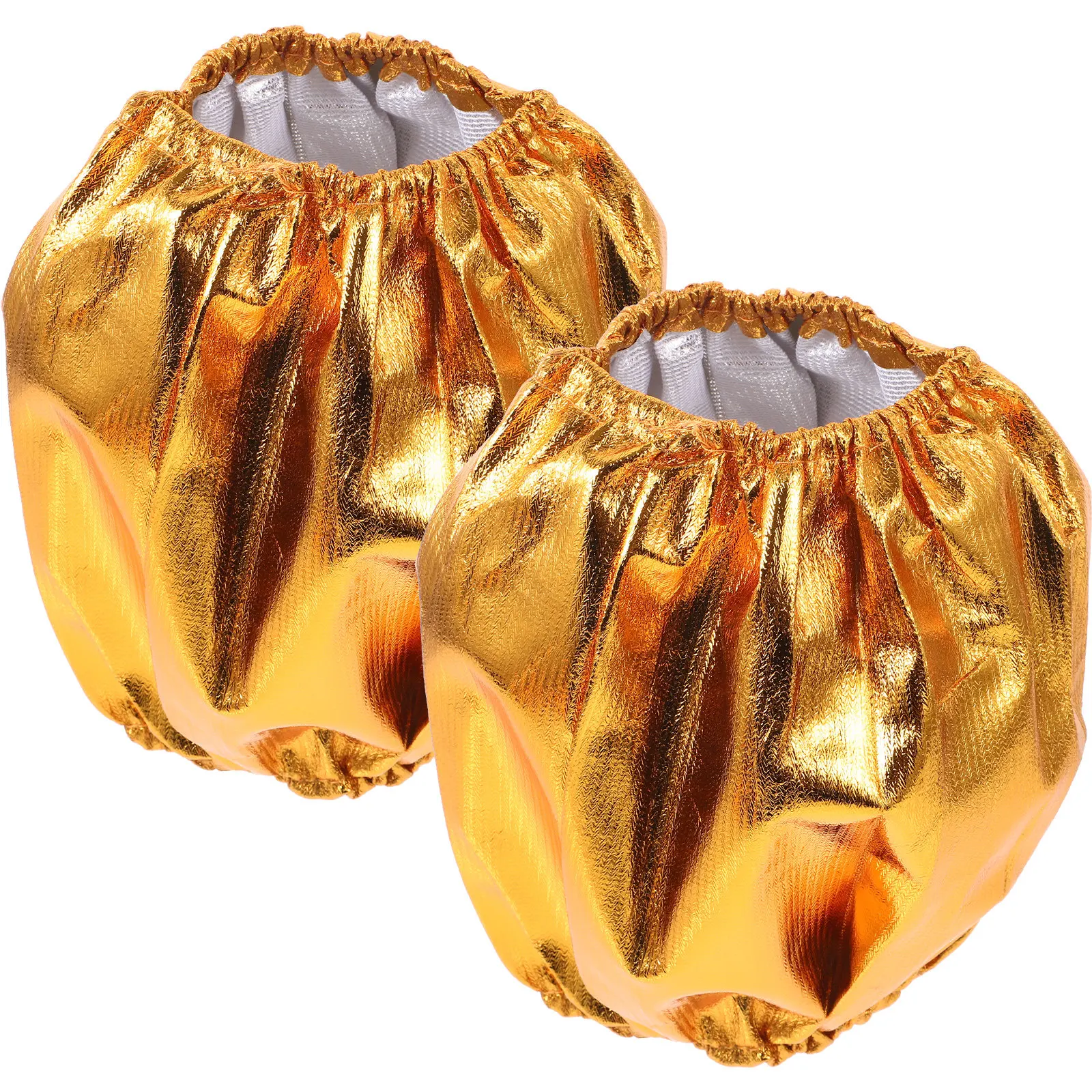 2Pcs Golden Fabric Planter Sleeve Replaceable Flowerpot Cover Bag Festive Decor for Home Office Store Wedding Party Reusable
