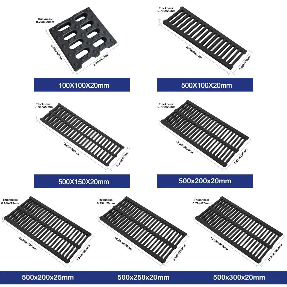New High Strength Trench Cover Rectangular Resin Plastic Garage Floor Drain Black Grates Drainage Basement