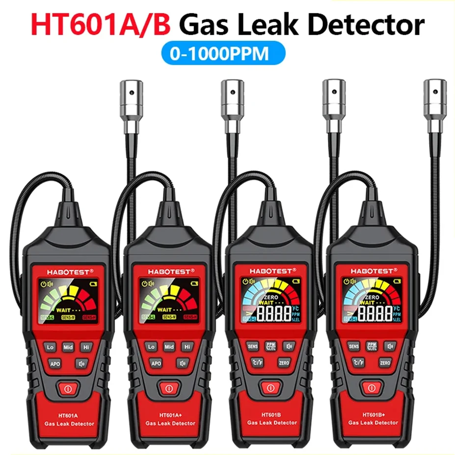 HT601 Gas Leak Detector Analyzer Methane Flammable PPM LEL Combustible Natural Tester Sound&Screen Alarm Alcohol Gas Leak Sensor