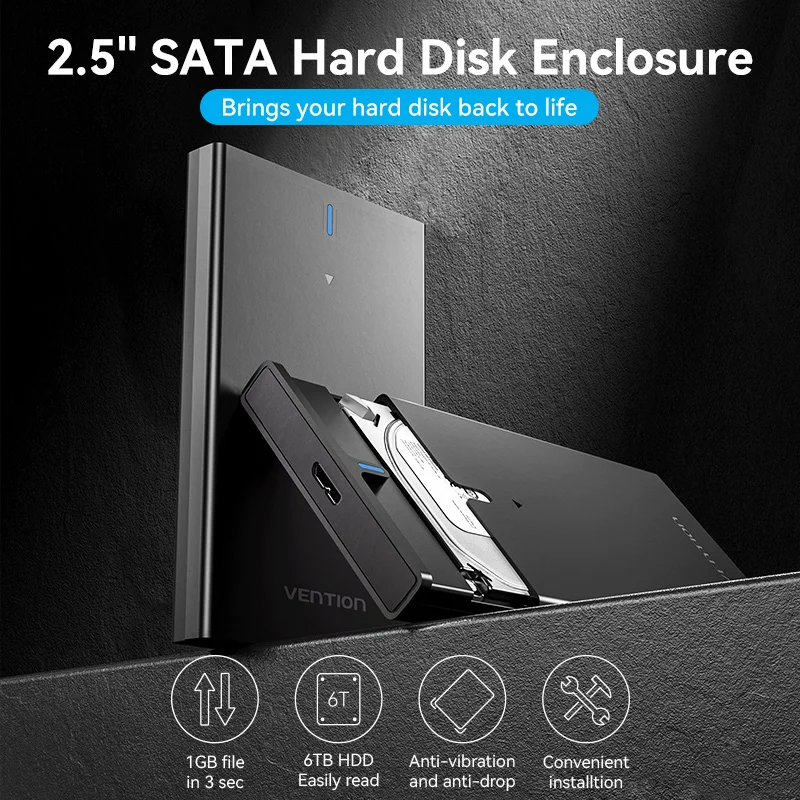 Vention HDD Case 2.5 SATA to USB 3.0 Adapter Hard Drive Disk Case HDD Enclosure for SSD Disk HDD Box USB 3.0 Micro B HD External