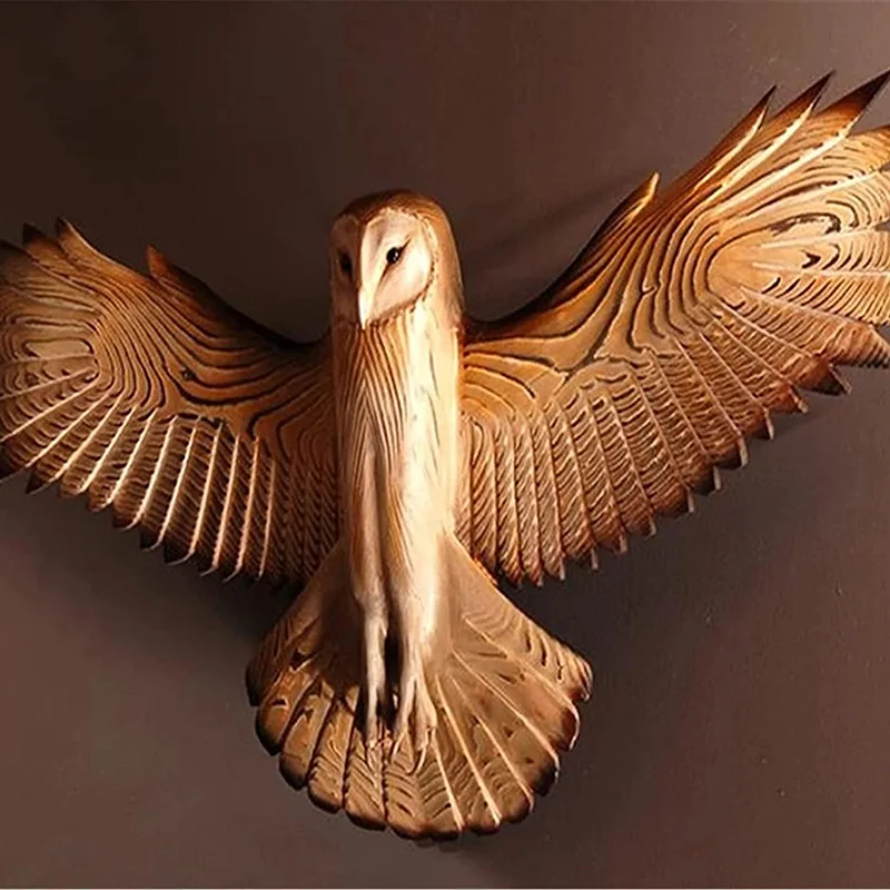 

Nordic Owl Wall Hanging Statue Resin Handicraft Wall Mounted Art Sculpture Luxury Living Room Garden Decoration Figurine