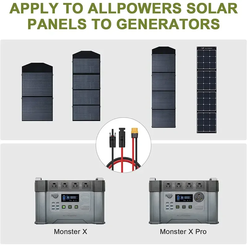 Solar Panel Connector to XT60 Solar Charging Cable for ALLPOWERS R600 R1500 EF ECOFLOW RIVER & DELTA Series Solar Generators.
