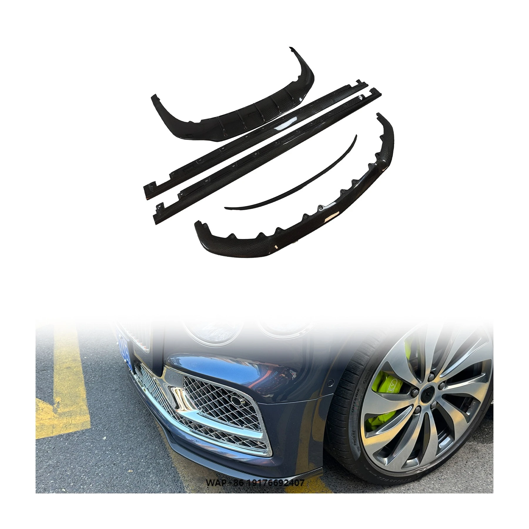 FlyingSpur W12 ED1 Auto Parts BodyKit Acessórios automotivos FrontLip SideSkirts RearLip RearWing forBentley FlyingSpur