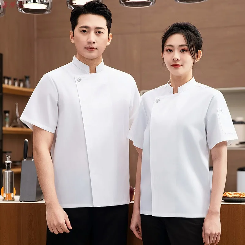 Chaqueta de Chef de manga corta de malla fina y transpirable de verano para Catering, Hotel, restaurante, cantina, pastelería, panadero, ropa de trabajo, ropa de cocina