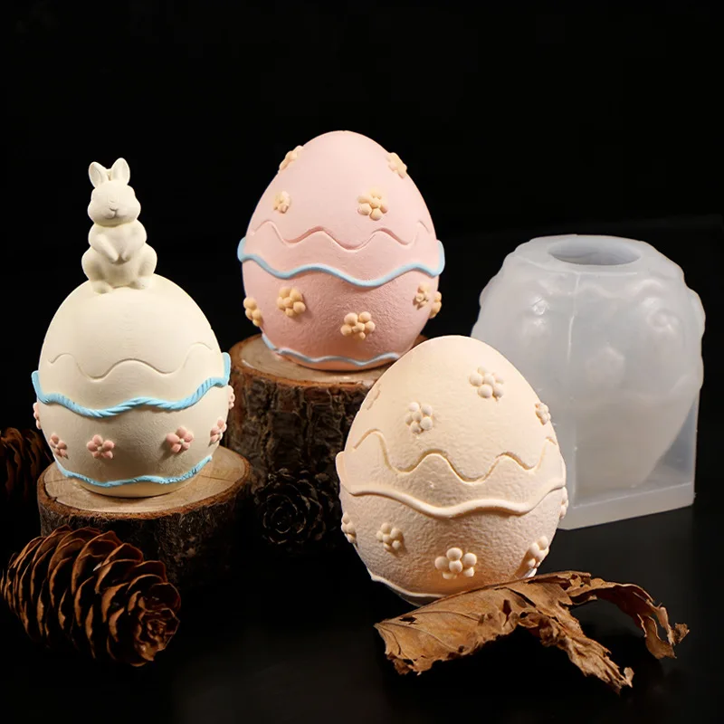 

Новая форма для свечи пасхального яйца, пасхальное яйцо, цветок, маленький кролик, гипсовая силиконовая форма