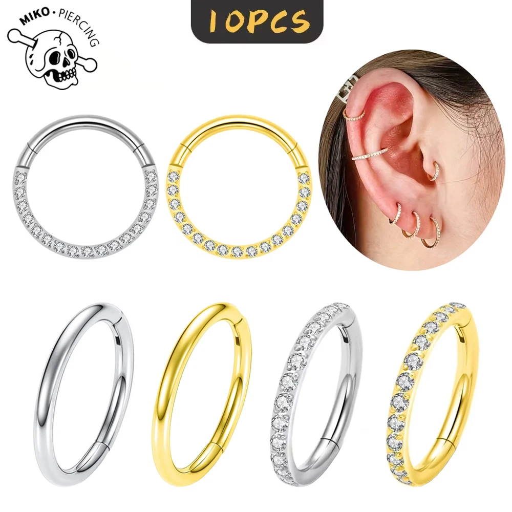 1/10Pcs G23 Titanium Nose Hoop Ring For Women Man 16G/18G Septum Ring Clicker Conch Helix Cartilage Earrings Piercing Jewelry