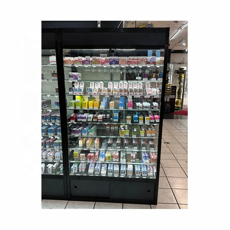 custom.Smoke Shop Glass Display Cabinet with Display Screen and Led Lighting Full Show Lockable Retail Shop Counter