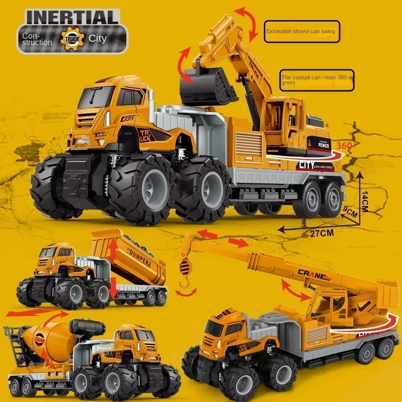 New 2024 Engineering Car Toys Children\'s Large Dumper Inertia Excavator Toys Car Children\'s Toys 2-4 Years Old Birthday Gift