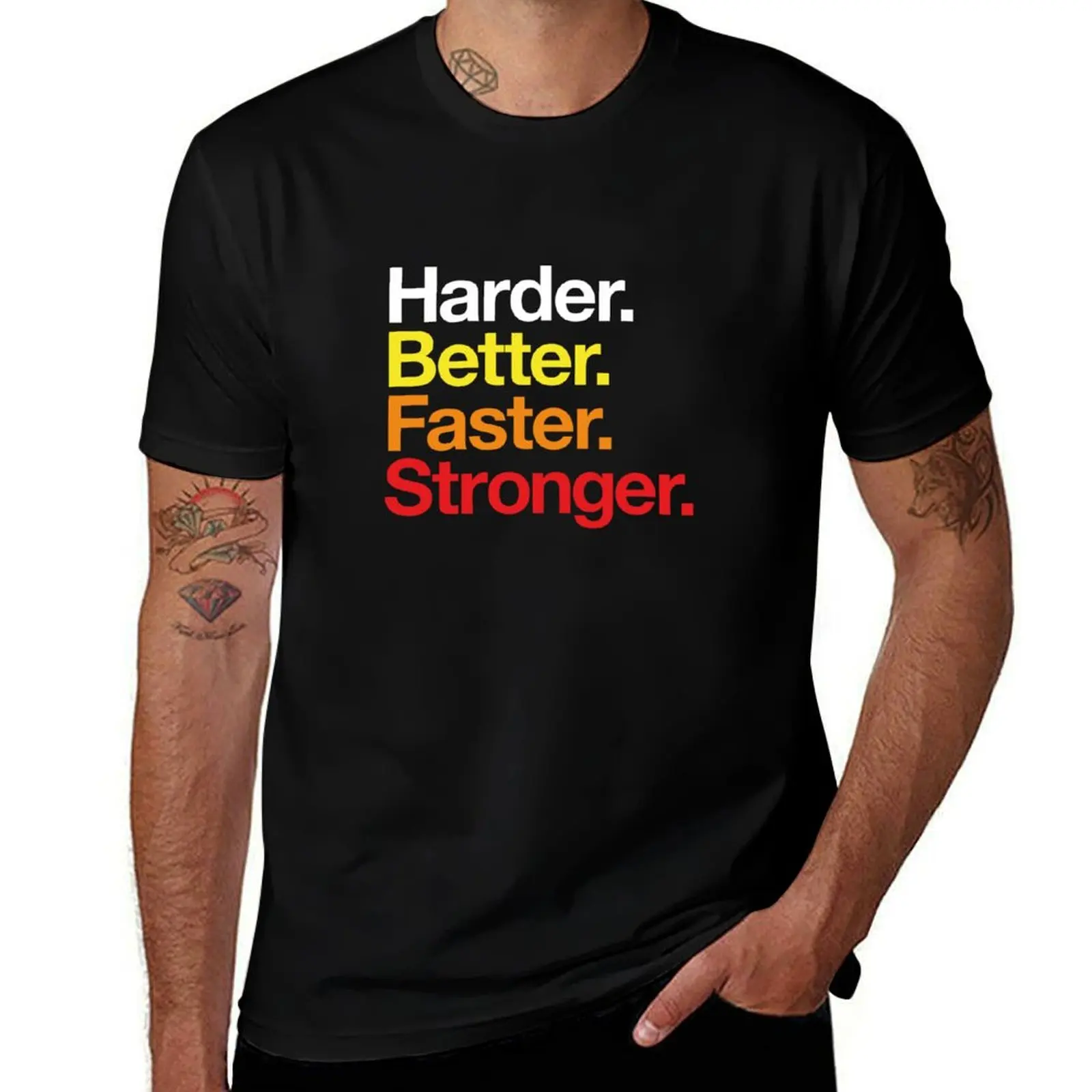 Harder. Better. Faster. Stronger. (warm colours) T-Shirt Industrial Work Tee Shirt T-Shirt