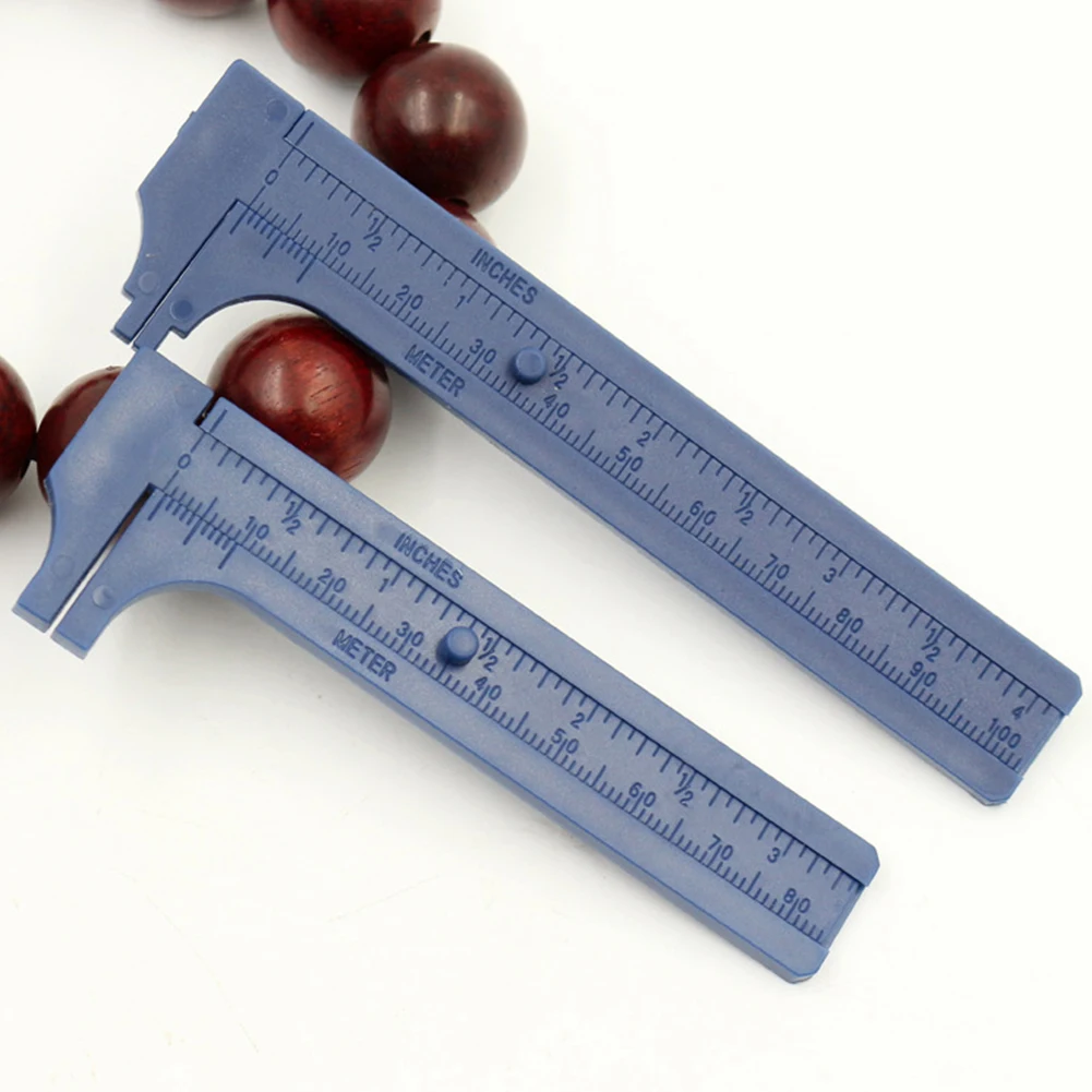 2pcs 0-100mm Mini Plastic Vernier Caliper Double Scale Ruler Measure Buddhist Beads Walnuts Jewelry Antique Measuring Tools