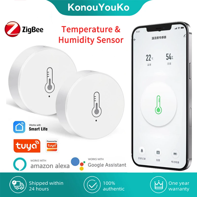 

ZigBee Temperature Humidity Sensor for Tuya Smart Home Real-time Monitor Smart Life APP Remote Control Work with Alexa Google