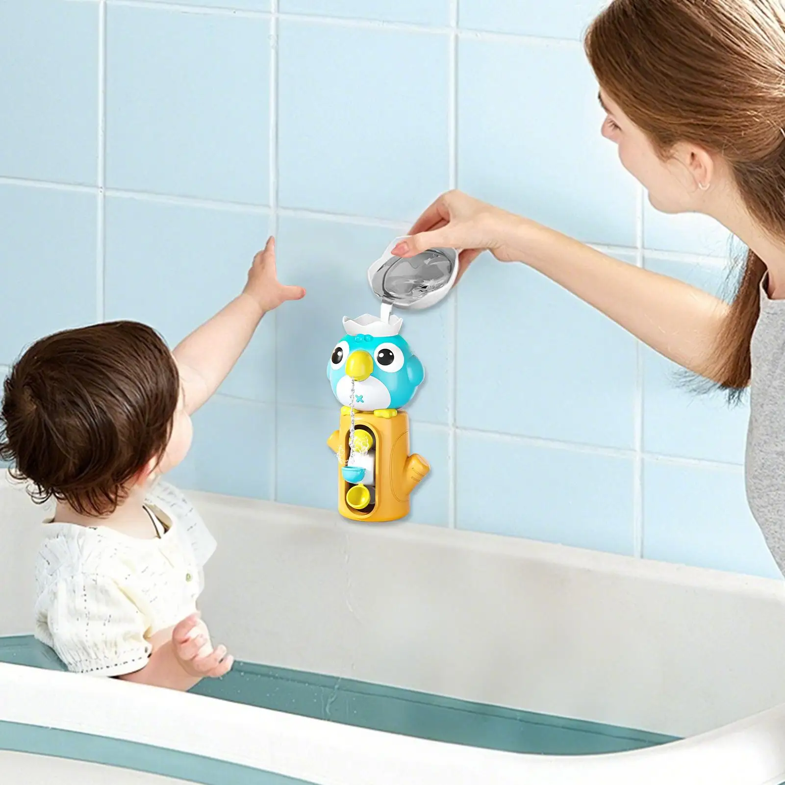 

Waterfall Bath Toy Suction Cup Bathtub Water Play Toy Children Tub Water Rotating Bathing Game For Hotel Apartment Vacation