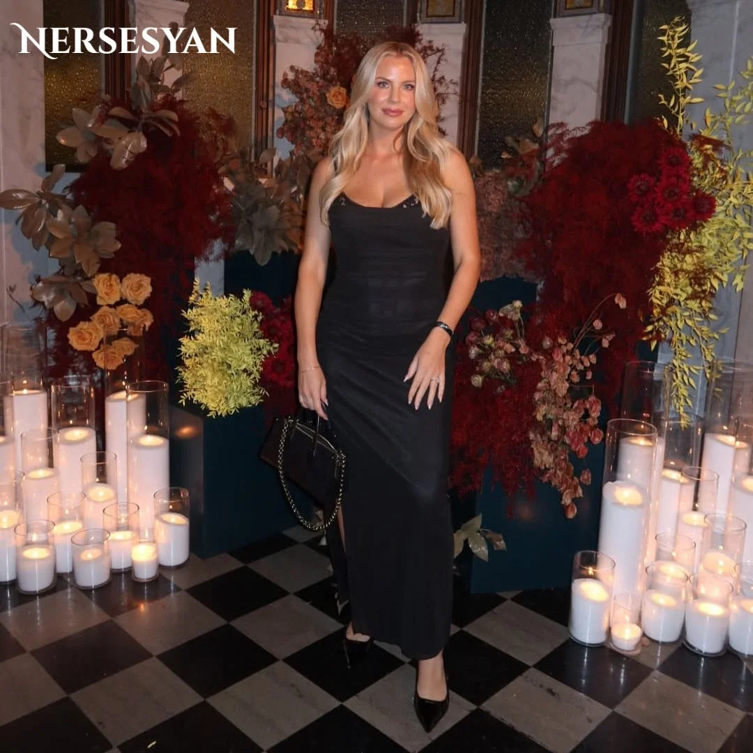 Nersesyan luxe noir dentelle sirène robes de soirée bretelles Spaghetti plis robe formelle pli femmes robes de soirée 2025 personnalisé