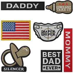 7PCS Daddy Mommy Hook and Loop Embroidered Patch Best Dad Patch Iron on Embroidered Patch