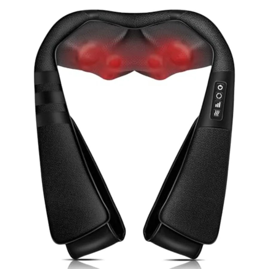 

Электрический массажер шиацу для шеи и спины с подогревом для облегчения боли: массажная подушка для глубоких тканей 3D для разминания всего тела для дома