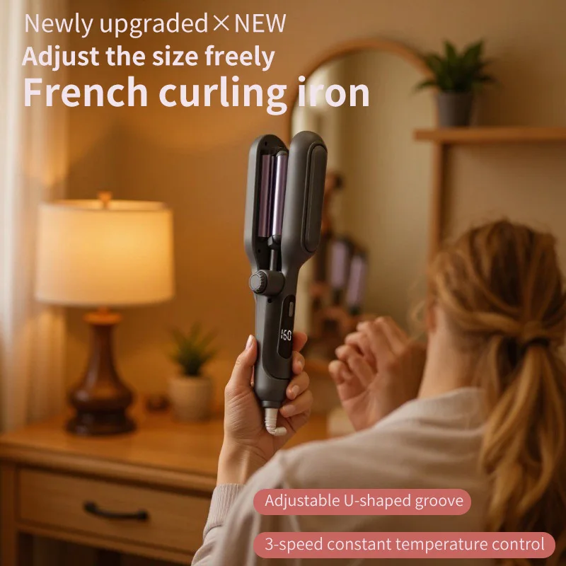 

Многофункциональные щипцы для завивки с отрицательными ионами, регулируемый размер, светодиодные кудри с волнами воды PTC, большая волна для завивки