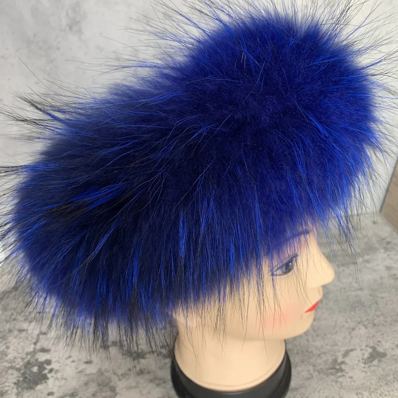 Fur Headband For Women Winter Warm Luxury Real Fur Hair Accesories