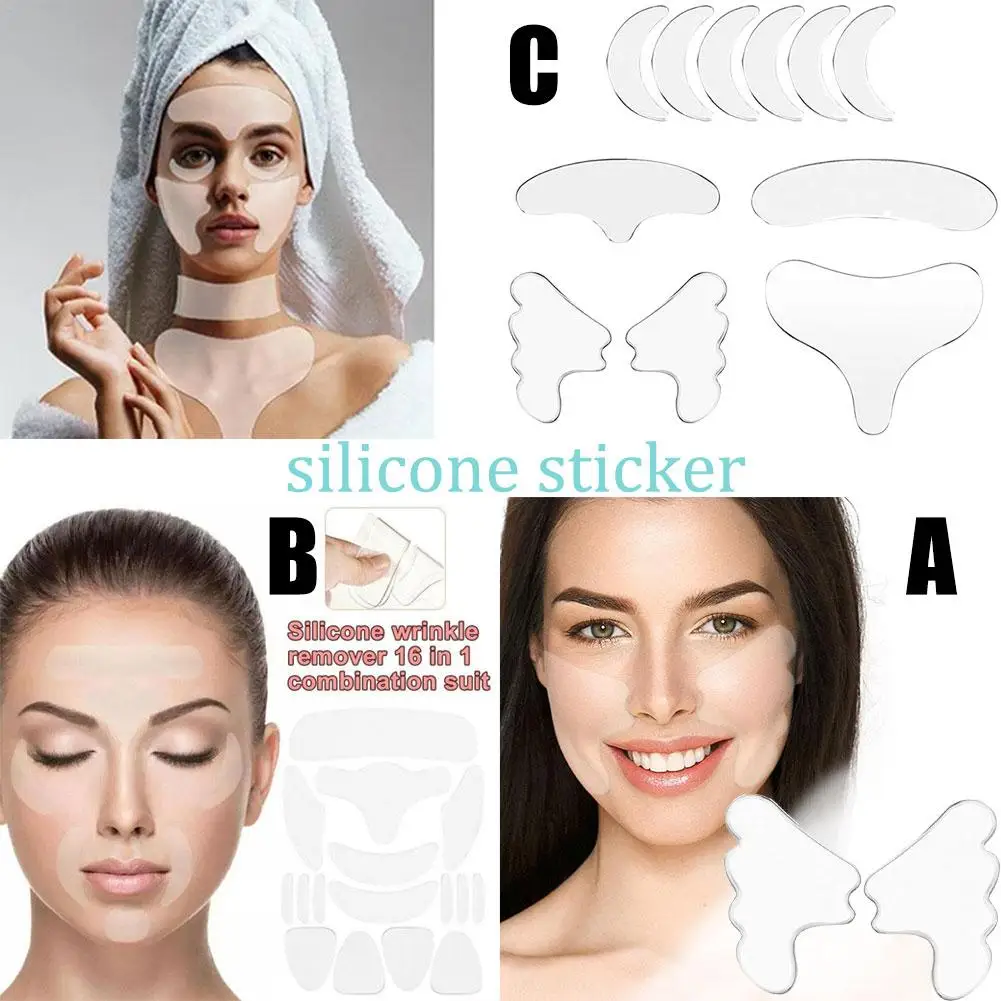 Silicone Face Pad Patch For Wrinkle Removal Forehead Eye Neck Reusable Skin Lifting Smooth Out Fine Lines Sticker Set 2/11/16pcs