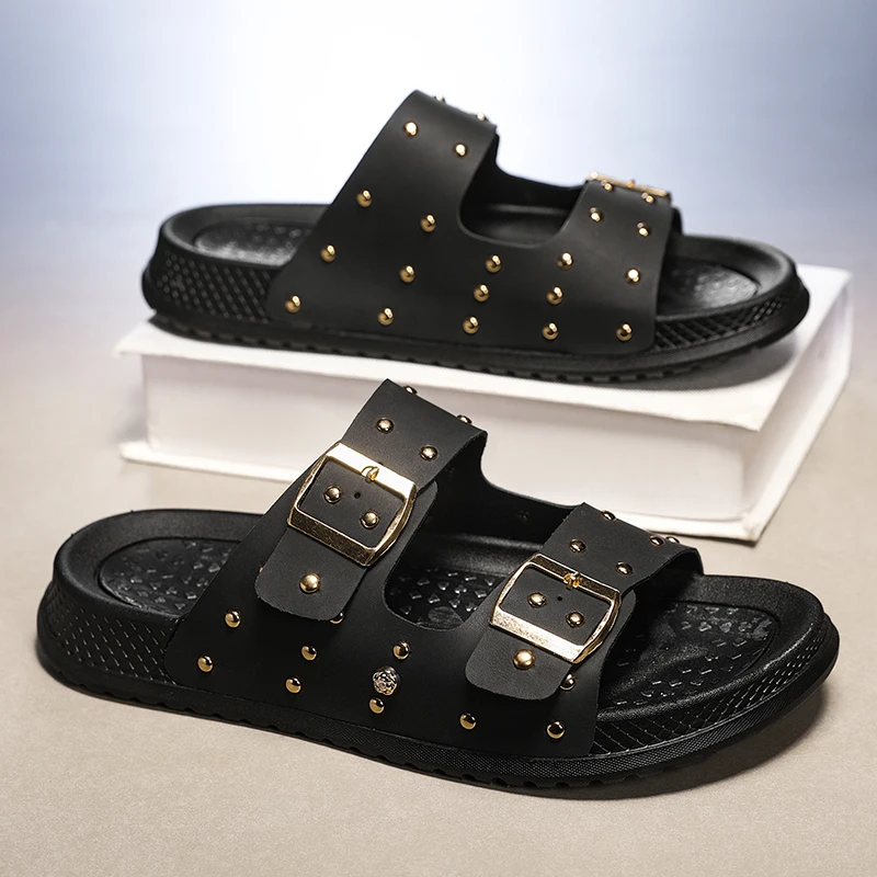 Men's fashion slippers summer Quick dry pool soft-sole anti-slip breathable light outdoor walking casual slippers beach sandals